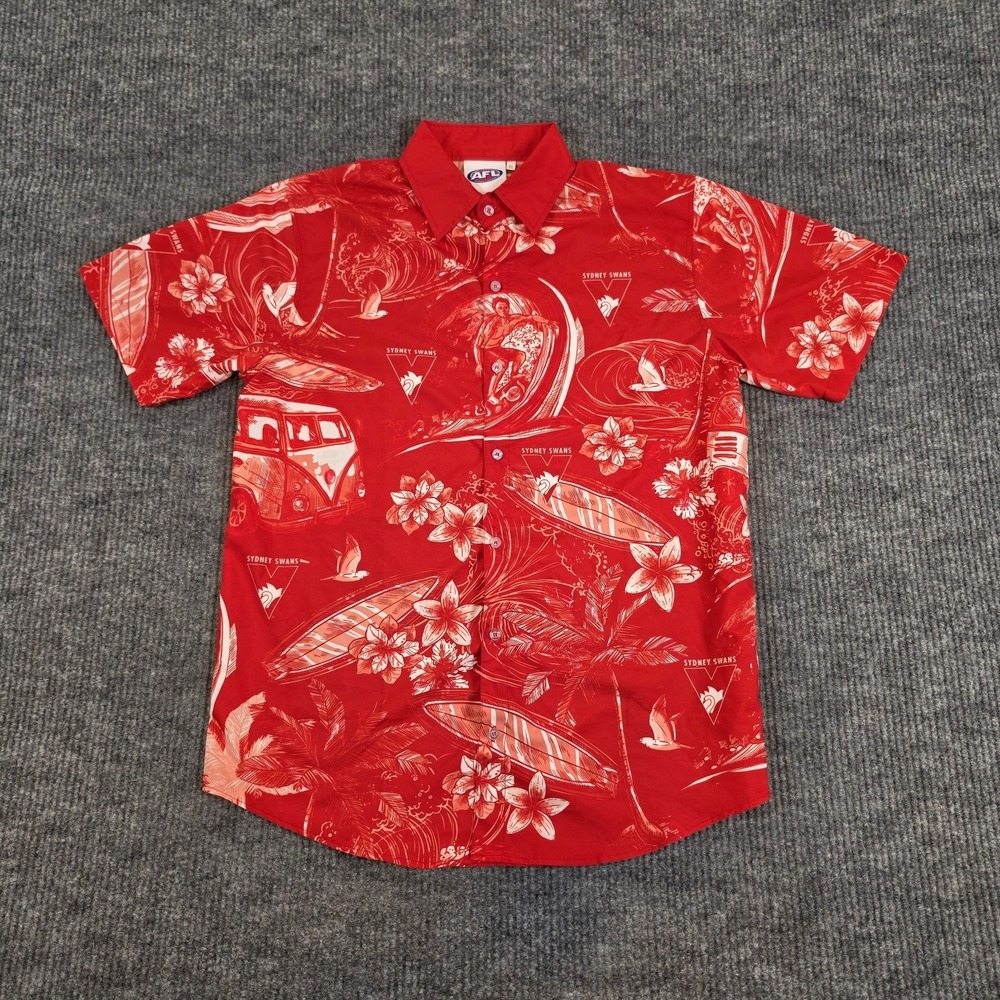 Sydney Swans AFL Men's Red Hawaiian Surf Shirt Size XL Beautiful